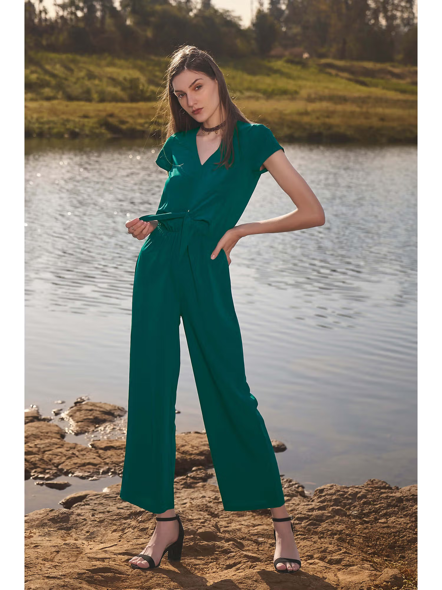Pine Waist Tie Up Jumpsuit