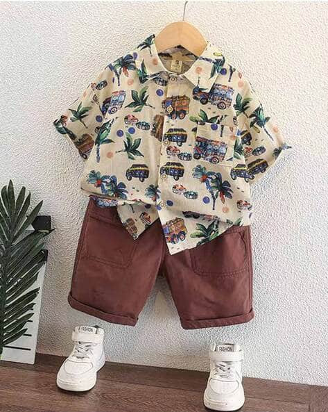 Boys Printed Shirt & Shorts Set