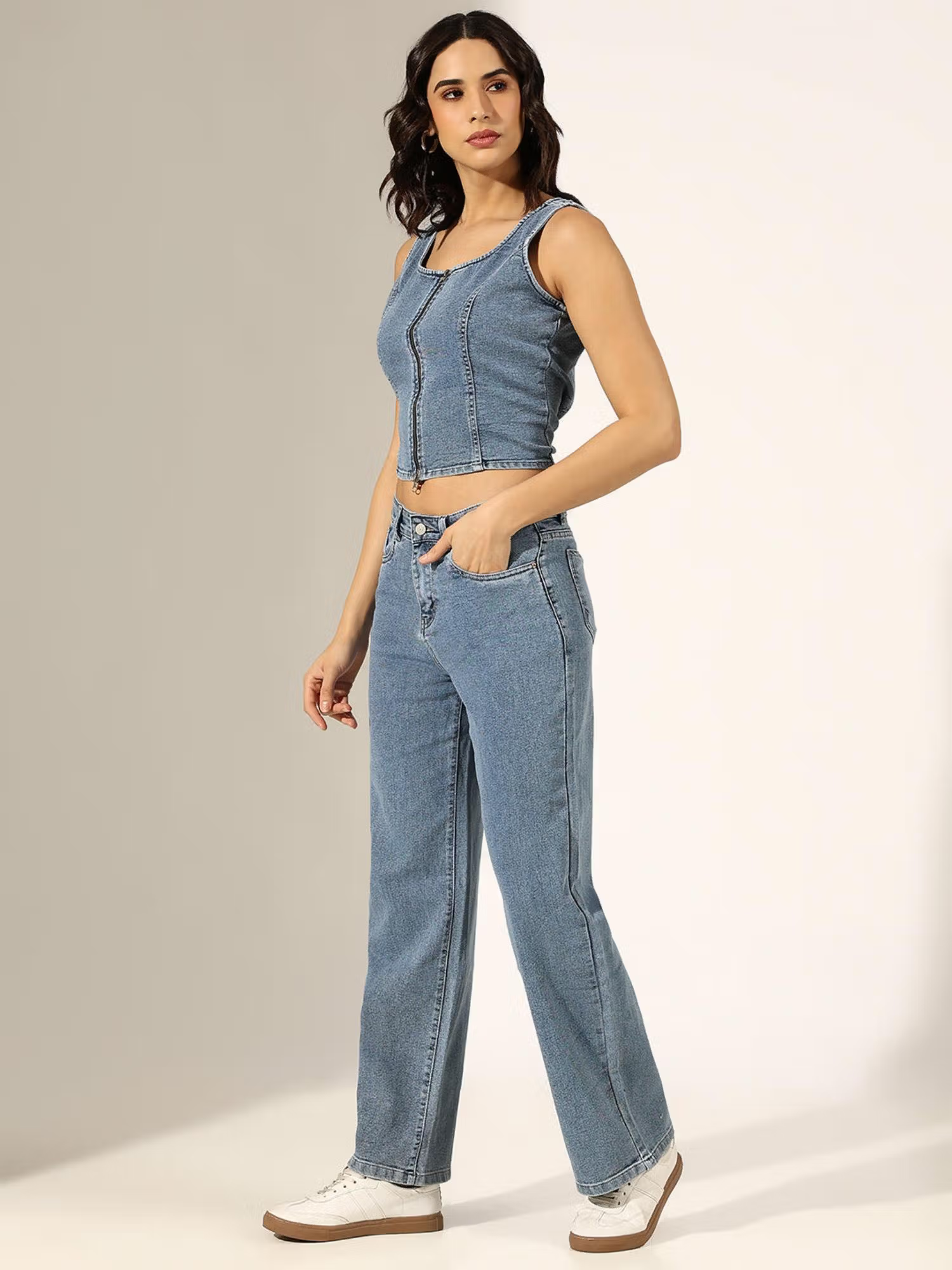 Women Blue Denim Co-Ord Set