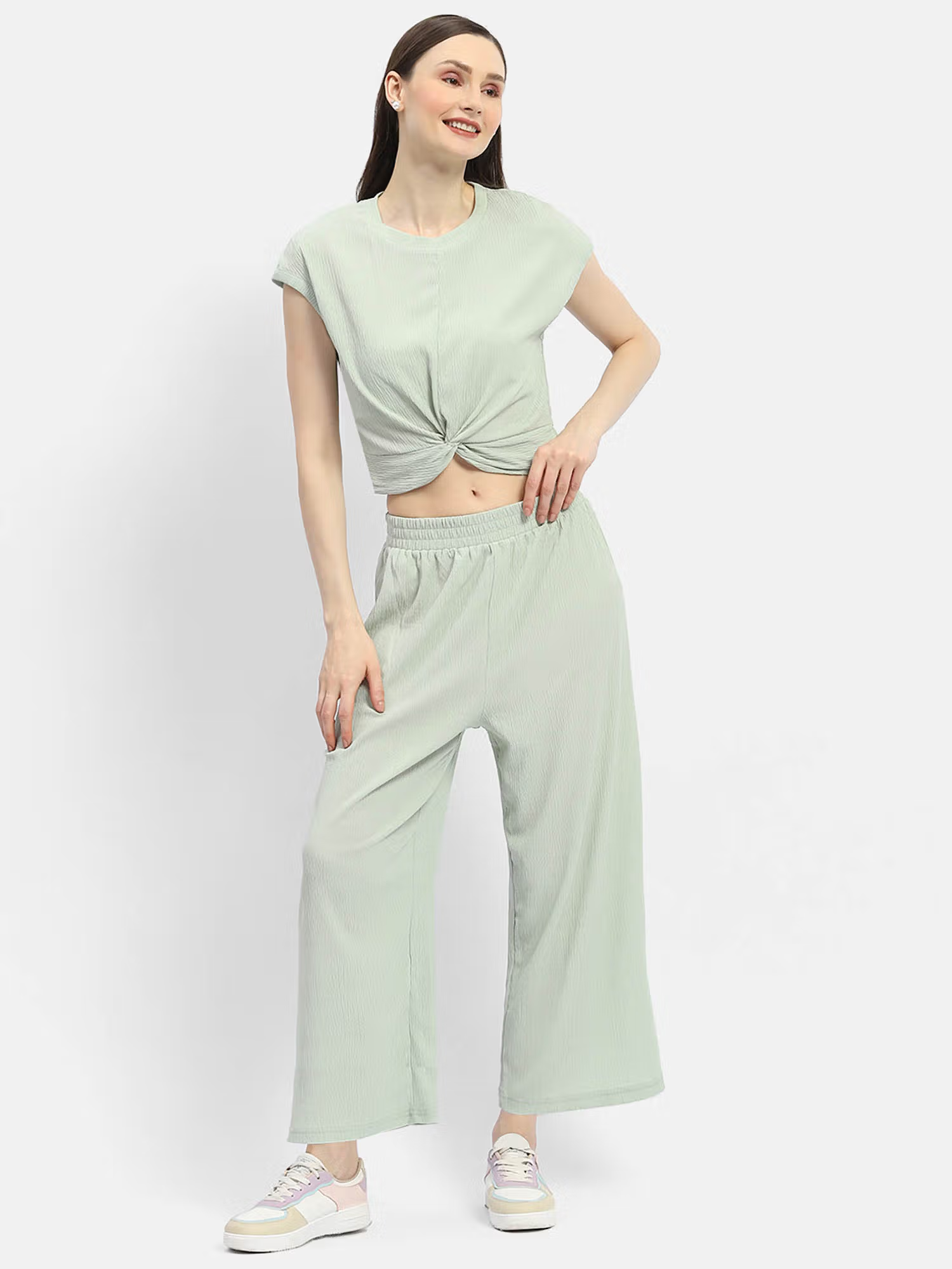 Solid Mint Green Knotted Co-Ord (Set of 2)
