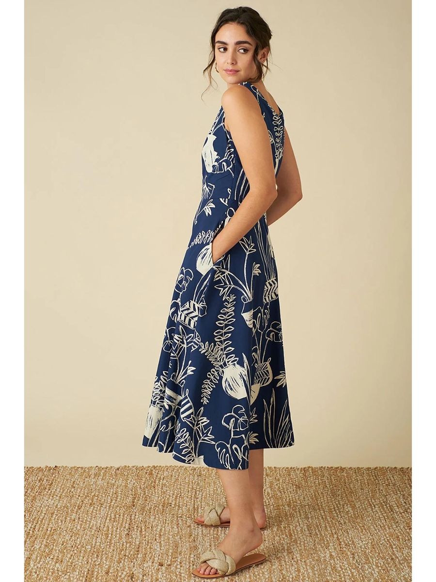 Kactto V-Neck Blue Midi Dress