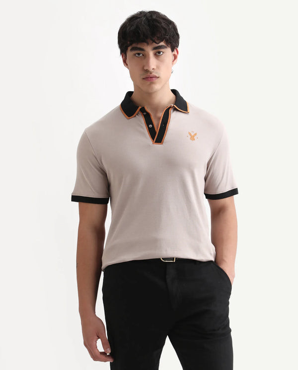 DUSKY BEIGE REGULAR FIT PLAIN POLO