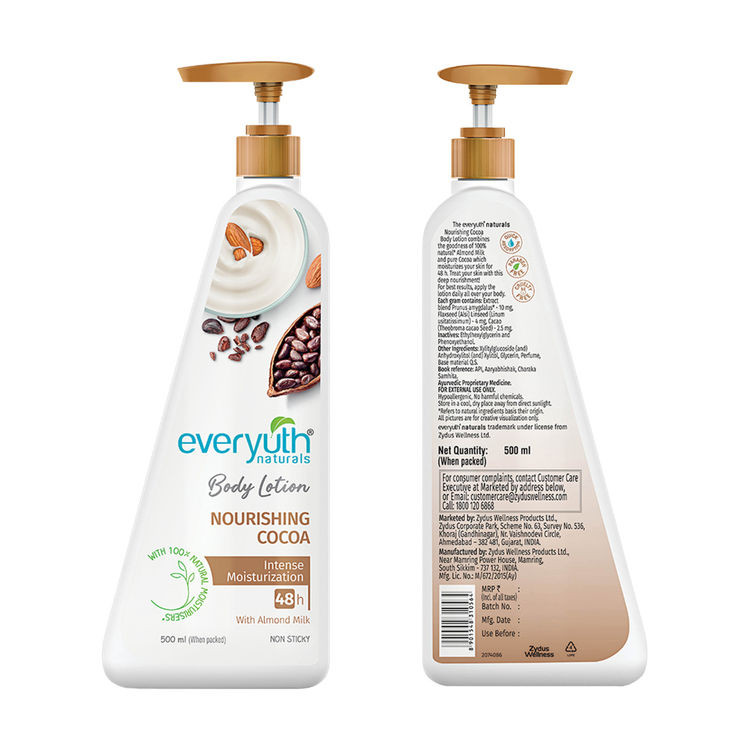 Everyuth Naturals Body Lotion - Nourishing Cocoa with 100% Natural Almond Milk, Non-Sticky MRP 250/-