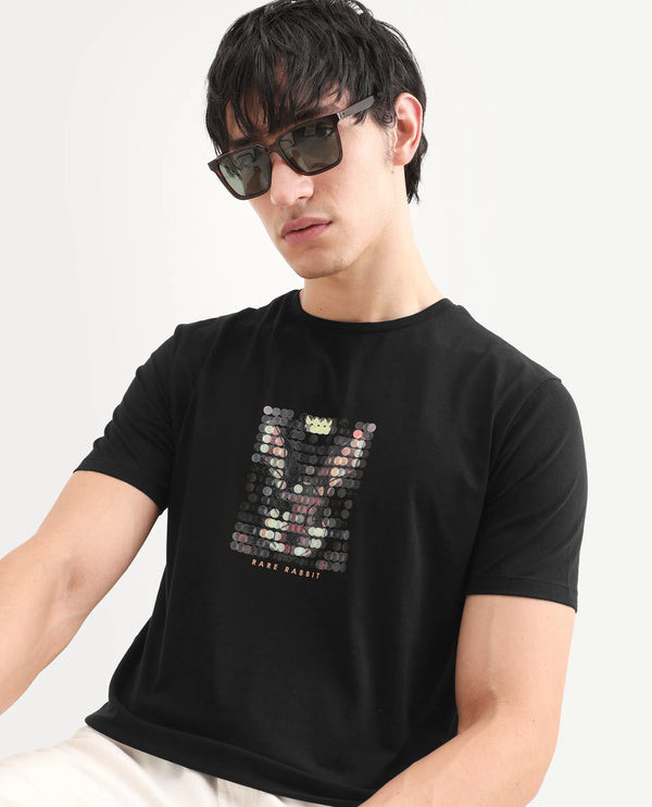 ICY - BLACK GRAPHIC PRINT REGULAR FIT T-SHIRT