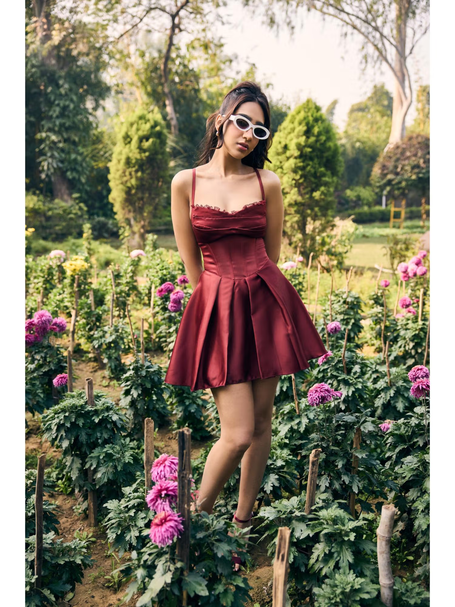 Dora Red Satin Mini Corset Dress