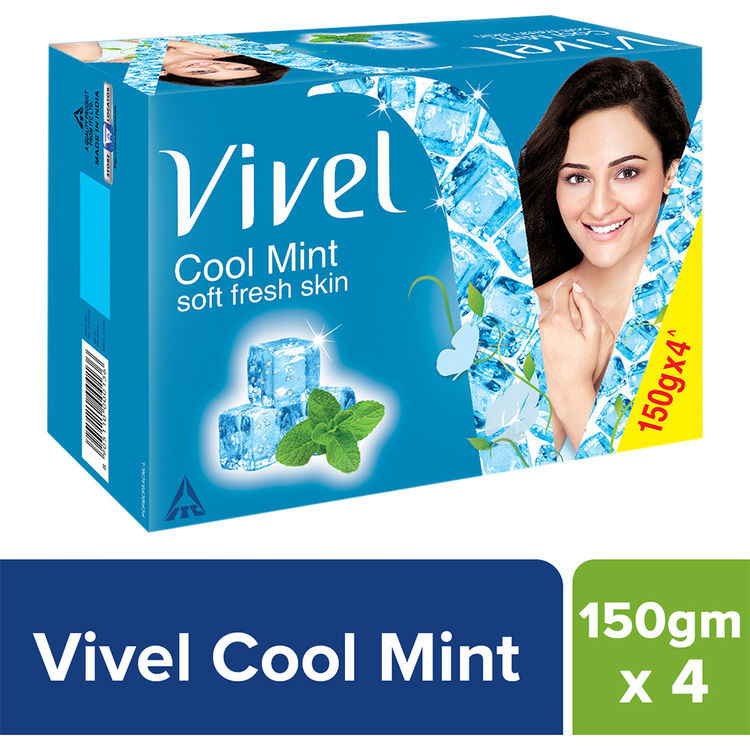 Vivel Cool Mint, Soft Fresh Skin Soap (Pack of 4) (Each 150gm)