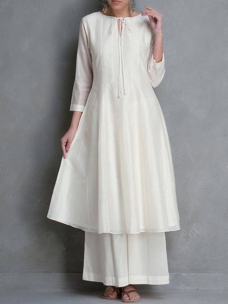 Off White Chanderi Kali Kurta