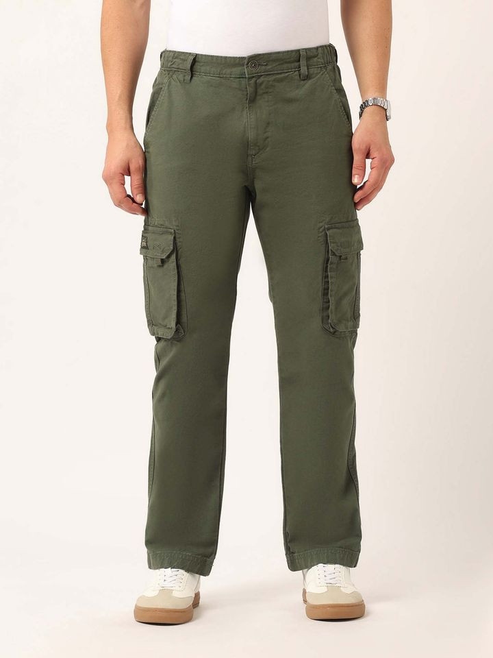 U.S. Polo Assn. Men Green Mid Rise Twill Straight Fit Cargo