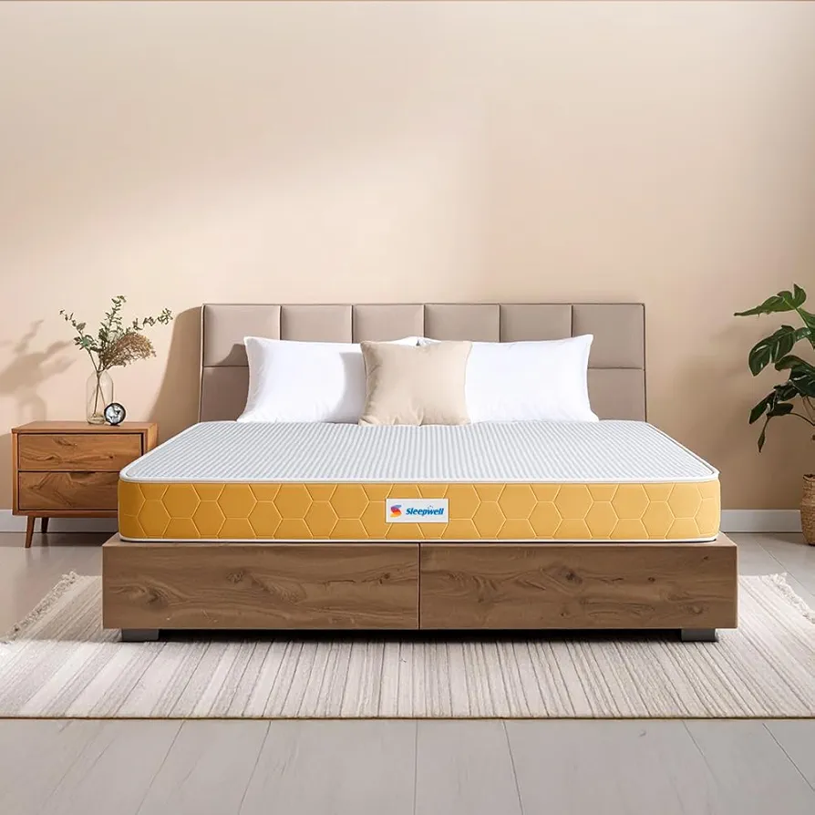 Sleepwell Dual Mattress | Reversible Mattress | Soft & Firm | High Density PU Foam | Soft Resitec Foam | King Size | 72X72X6 | 10 Yrs Warranty