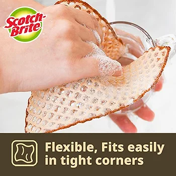 Scotch-Brite Mesh Scrub Net Scrubber for Non-Stick Pans, Fast Drying Kitchen Sponge | 2N
