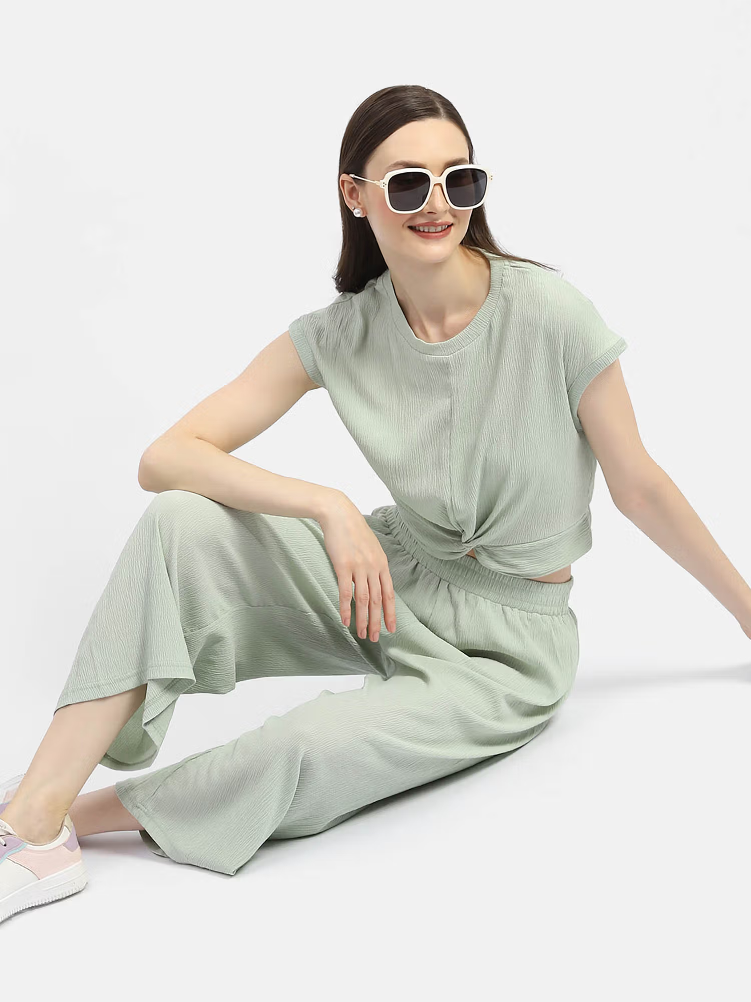 Solid Mint Green Knotted Co-Ord (Set of 2)