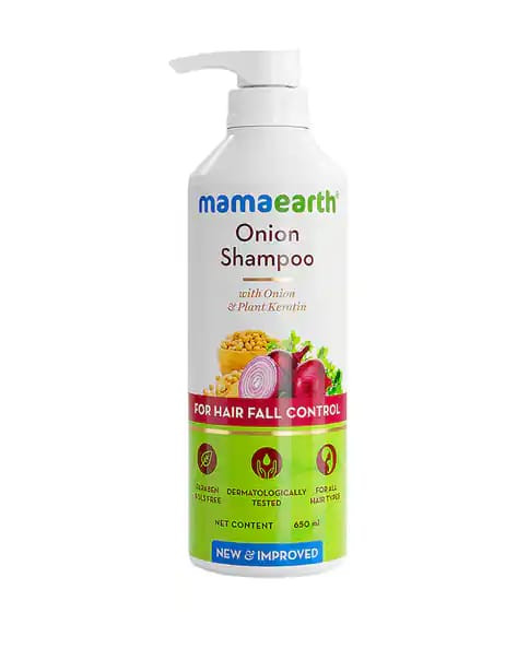 Mamaearth Onion Shampoo for Hair Growth and Hair Fall Control with Onion and Plant Keratin | Reduces Hair Fall | Strengthens & Smoothens Hair | For Men & Women | 650ml MRP 349/-