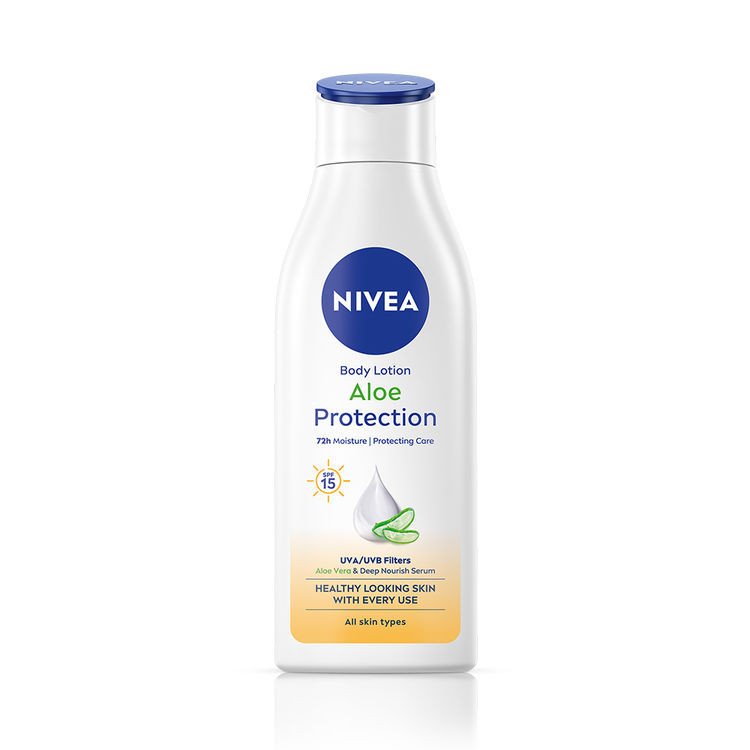 NIVEA Sunscreen lotion with SPF 15 & ALOEVERA- 5 in 1 COMPLETE CARE for 48H Moisturization MRP 275/-