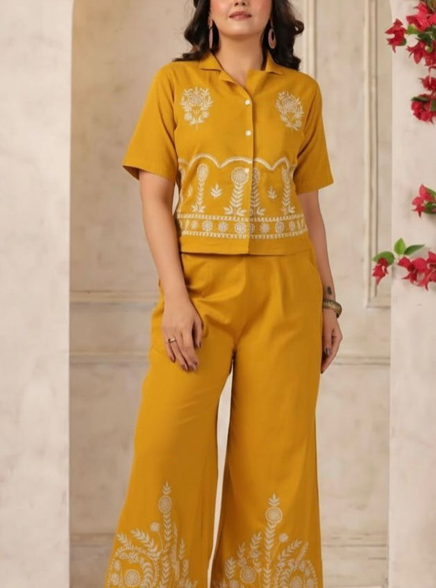 Heavy Embroidery work on top & Pocket Plazo Set