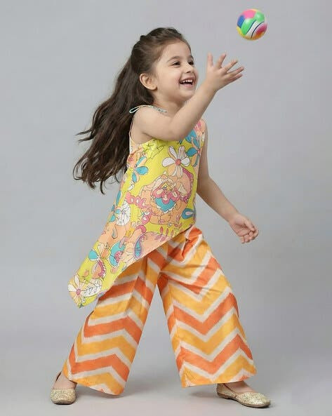 Girls Floral Print 2-Piece Kurta Set